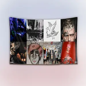 Vintage Lil Peep Album Collection Tapestry, Emo Rap Artist Wall Hanging Decor, Aesthetic Retro Music Art Banner, Bedroom Studio Wall Art, Gift for Fans