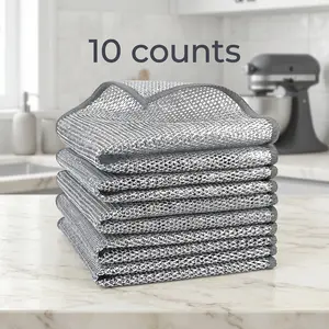 10 PCS  Counts Dishwashing Rags,Multipurpose Non-Scratch Wire Dishcloths for Wet and Dry Use, Reusable Wire Cleaning Cloths for Kitchen, Sinks-YY1