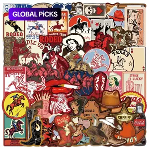 Western Cowboy Series Sticker, 50pcs/set Cowboy Themed Decorative Sticker, DIY Decals for Water Bottle, Laptop, Phone Case, Scrapbooking, Journal Making, Protector #GLOBAL PICKS