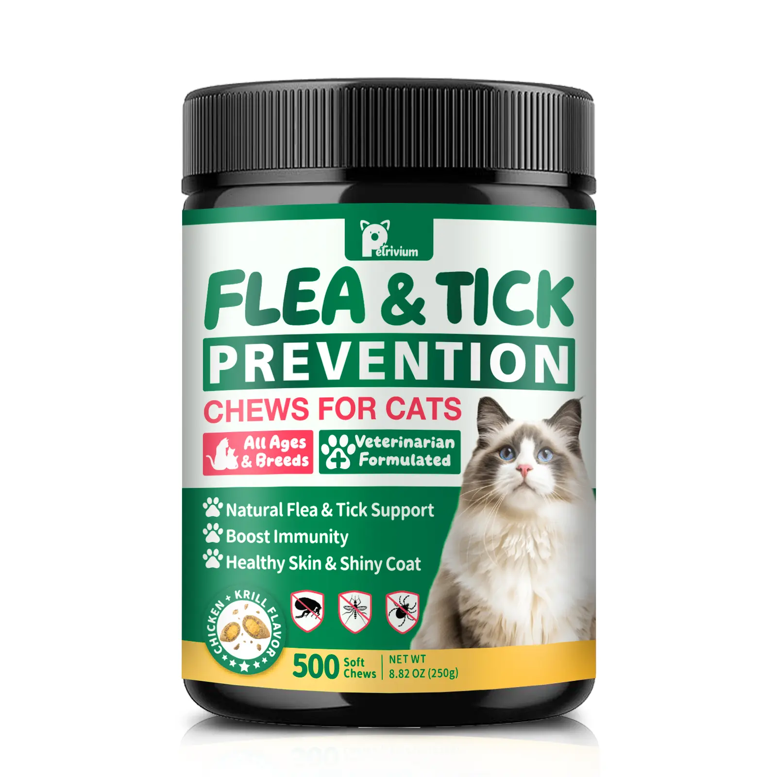 Petrivium Natural Skin & Coat Soft Treats for Cats – Daily Immune & Skin Comfort Support for All Breeds & Ages