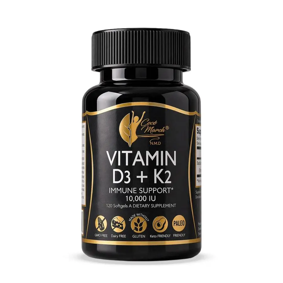 Coco March - VITAMIN D3 + K2 - Dietary Supplement, 120 Softgel Capsules Healthcare Fitness