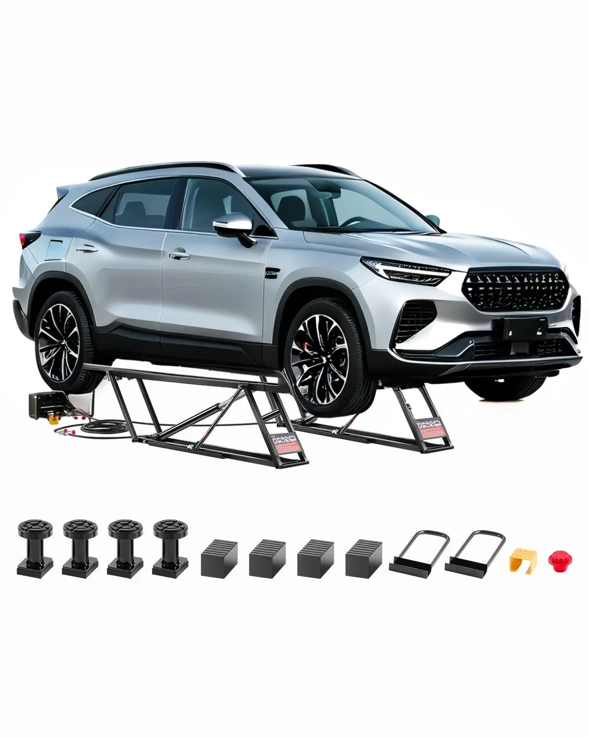【summerfinds】VEVOR Car Lift, 5000 lbs Capacity Car Lifts for Home Garage, 3-Level Adjustable with 29.8" Lift Height & Remote Control, Auto Lock Portable Car Lift with 4 Rubber Pads & 4 Lifting Columns