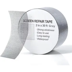 Grey Window Screen Repair Tape, 2 in X 30 FT (360IN) Screen Repair Kit for Windows or Doors, Strong Adhesive Screen Patch Repair Kit Fiberglass Screen Tape Mesh Repair
