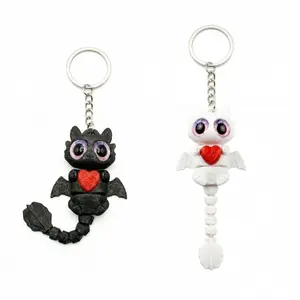 Matching 3D Printed Dragon Keychain Set, Black & White Couple Pair, Perfect Gift for Boyfriend/Girlfriend