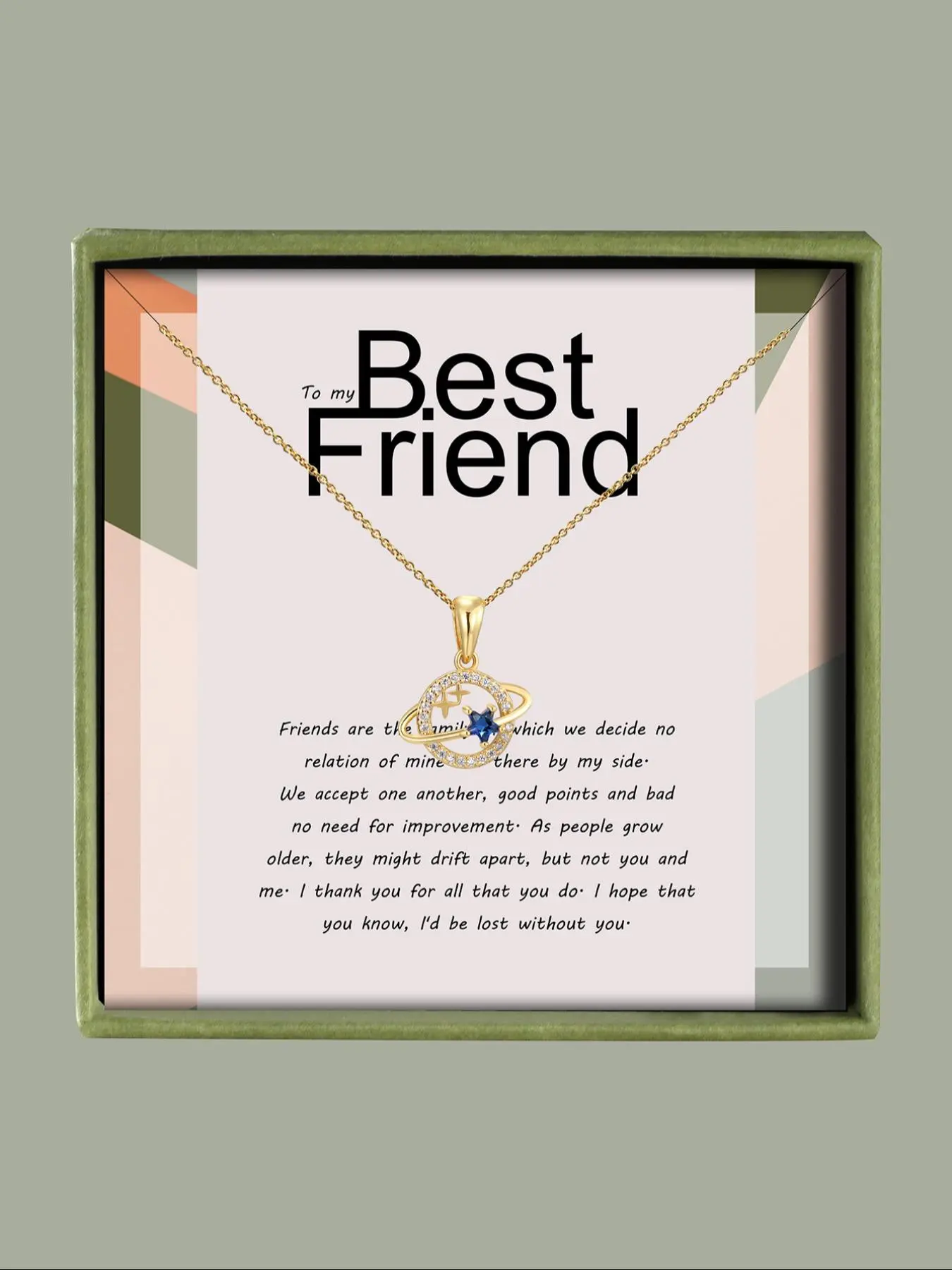 Artificial Zircon  Blue Planet Decor Pendant Necklace with Box, Elegant Rhinestone Decor Necklace for Women for Gift, Fashion All-match Accessories for Daily Wear