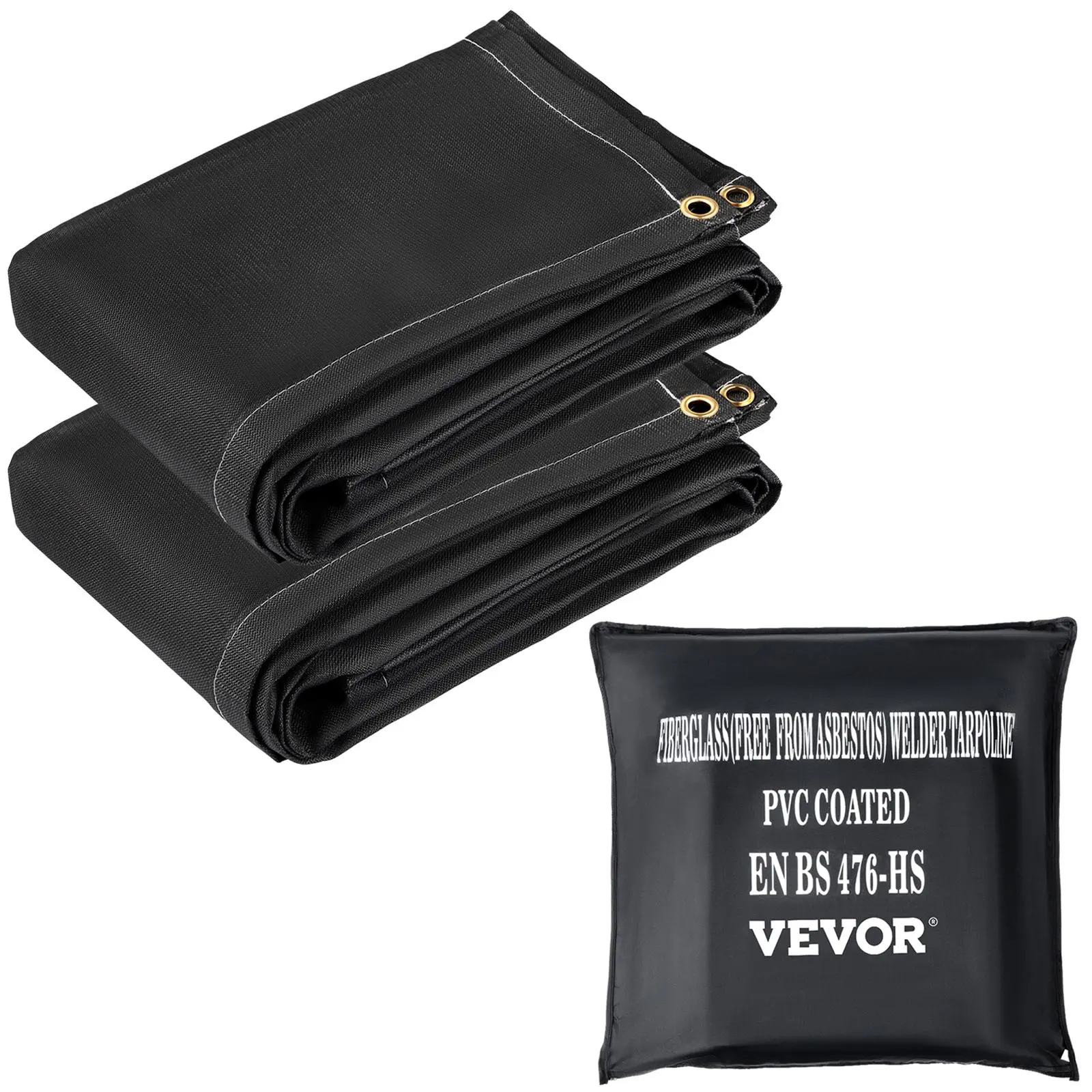 【Summerfinds】VEVOR Fire Blankets 2 Pack Welding Blankets6\' x 10\' Fire Suppression Blanket1022 °F Flame Retardant BlanketBlack Fire Emergency BlanketsFiberglass Fire Retardant Blanket with 8 Brass Gromme