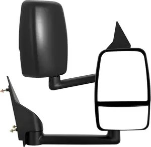 OEDRO Towing Mirrors Compatible with 2003-2019 Chevy Express GMC Savana 1500 2500 3500, Manual Folding Manual Control Glass Door Mirror Side Mirror Tow Mirror Black Housing