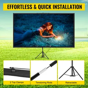 XBJ 72/100 Inch 16:9 4K Ultra HD Projector Screen with Stand & Carry Bag Portable Foldable for Indoor Outdoor Home Theater Backyard Cinema Travel Effortless Quick Installation