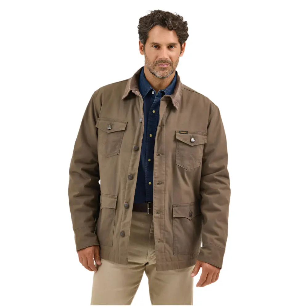112367636 Wrangler Men's Western Lined Barn Coat - Morel