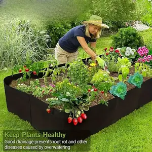 Portable Garden Planting Box, Thick Breathable Fabric Planter Bed, Outdoor Planters, Multi-Compartment Design, Ideal for Tomatoes, Strawberries, Lettuce, Herbs