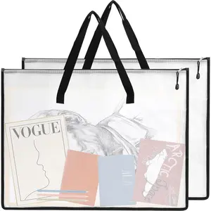 2 Pack 18.5x24.8 Inches Art Portfolio Case, Portfolio Folder for Artwork, Posters Storage Bag with Zipper and Handle Mesh Folder Organizers for Poster, Scrapbook,  and Bulletin Board