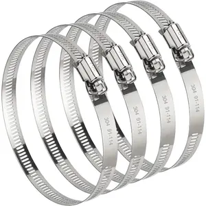 4 Inch (Diameter) Hose Clamp, 304 Stainless Steel Quick-Screw Dryer Vent Clamp, Adjustable 3.5″ to 4.3″ Worm Gear Hose Clamps For Air Ducting,Dust Collection,Automotive, 4 Pack