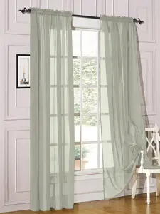 2 Piece Sheer Voile Rod Pocket Window Panel Curtain Drapes Many Sizes & Colors