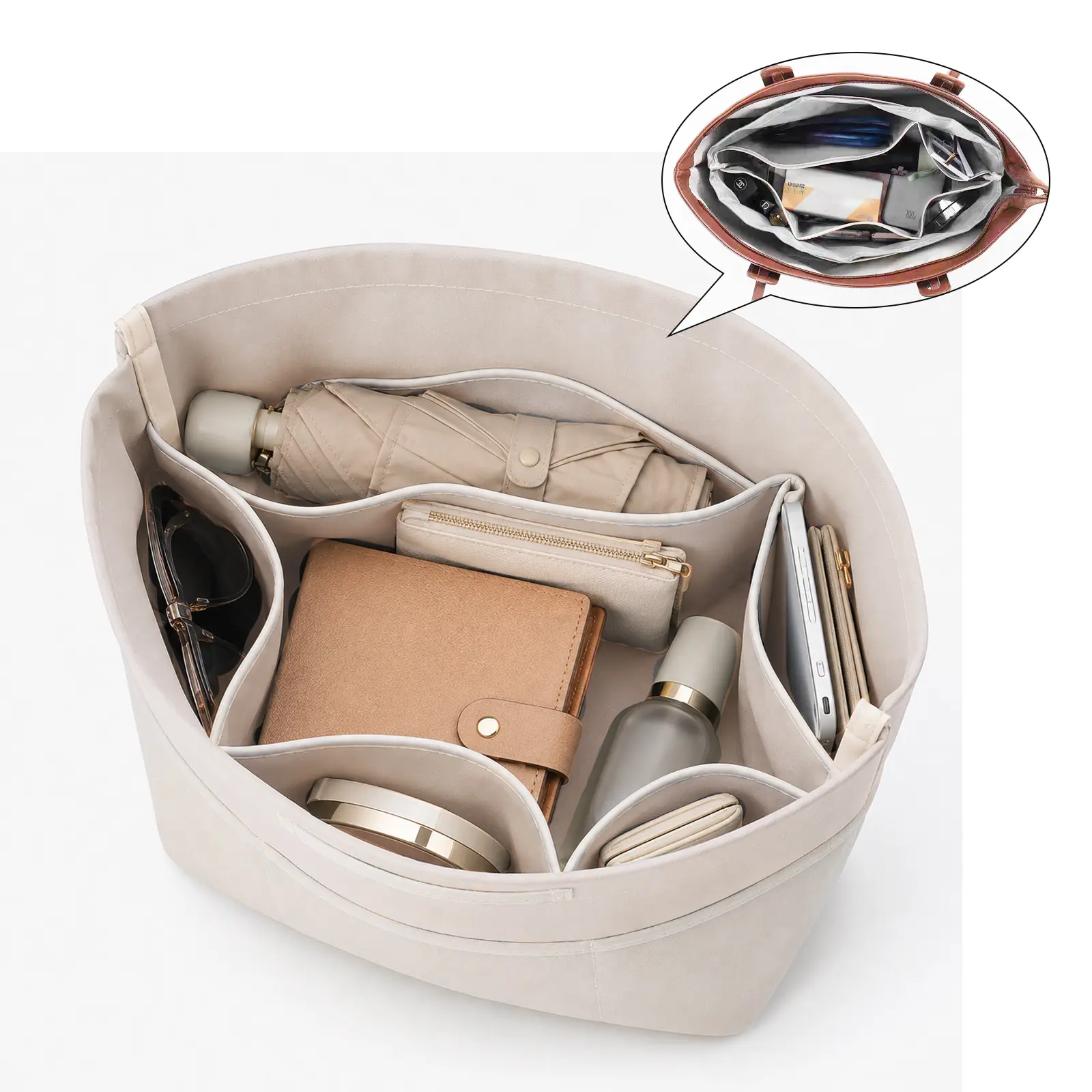 RIVERICH Purse Organizer Insert for Handbags,Tote Bag Organizer Insert with Zipper Bag,Premium Handbag Organizer Inside Liner for Women,back to school,back to school haul