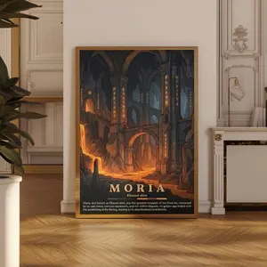 Moria Poster Lord of the Rings Wall Art LOTR Middle Earth Travel Print, Tolkien Inspired Dwarven Mines Cave Landscape Decor Print Home Decor