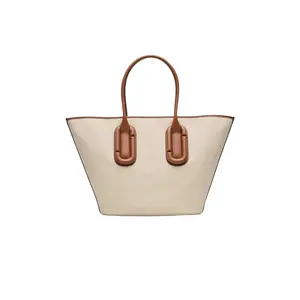 Marc Jacobs Babe Tote in Canvas in Beige & Argan Oil