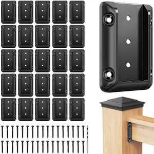 Deck Railing Bracket Connectors for 2x4 (Actual 1.5"x3.5") Wood Deck Railing Post to Handrail, Stair Railing Connectors with Coated Wood Screws,Drill Bit, Fence Railing Brackets
