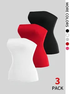 Women's Solid Color Tube Top, Casual Strapless Top for Summer, Ladies Clothes for Daily Wear, Cute Tops, Womenswear, Minimalist