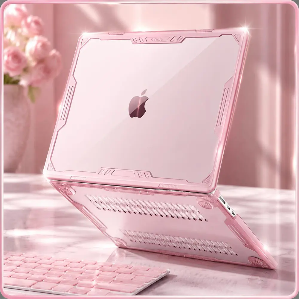 MOSISO Hard Case for 13.6 inch MacBook Air (2025-2022, M4 A3240, M3 A3113, M2 A2681) - Pink Symmetric Geometric Design, TPU Bumper, Keyboard Cover for Daily Use