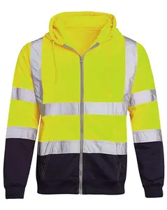 High Visibility Safety Sweaters in various colors / Class Sweater with Hoodie and zipper closure