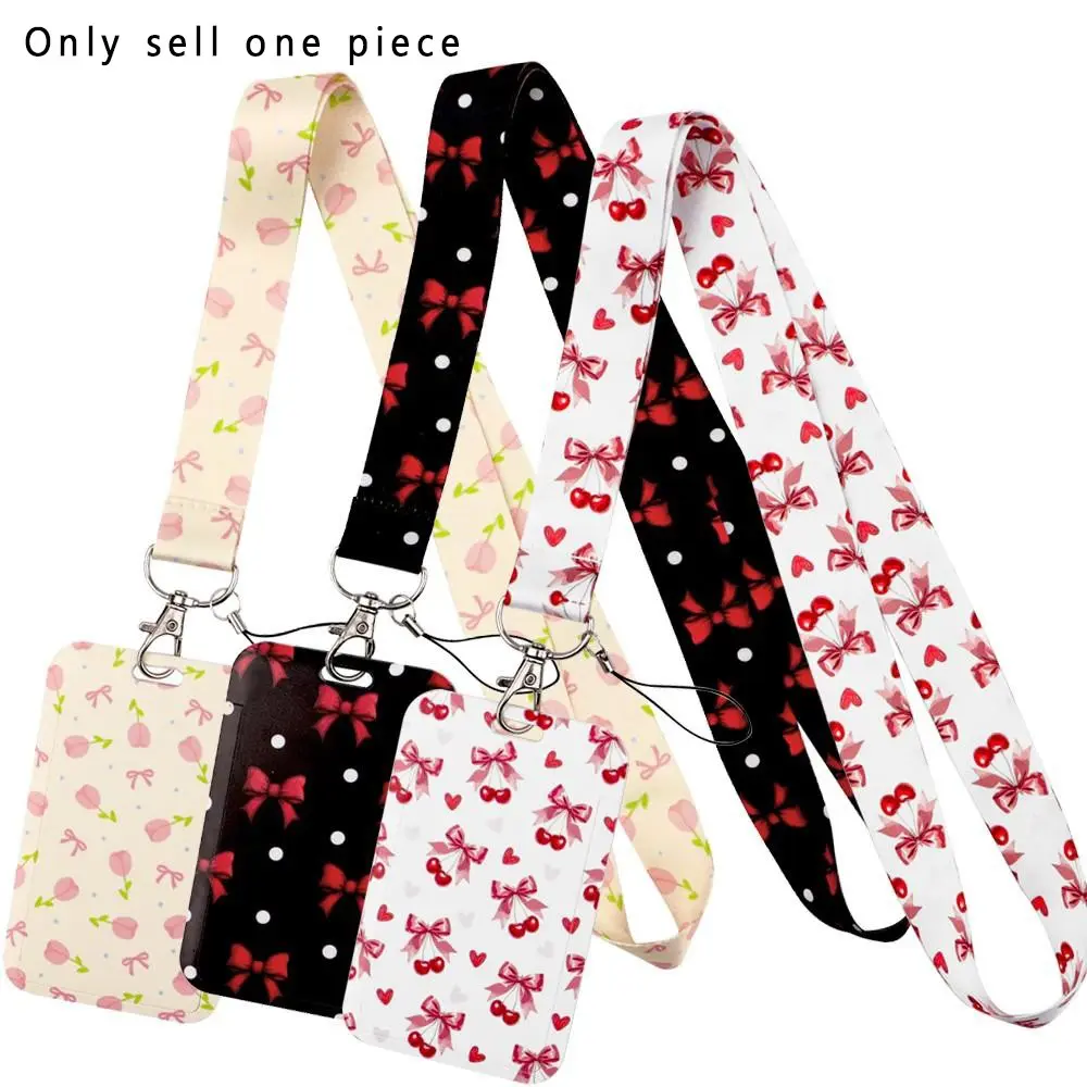 Cute Pink Bow Pattern Neck Strap Women Lanyard for Keys Keychain Badge Holder ID Credit Card Pass Hang Rope Lariat Mobile Phone Charm Accessories Teachers Students Trendy Cute Keychain Cute Keychain Accessory