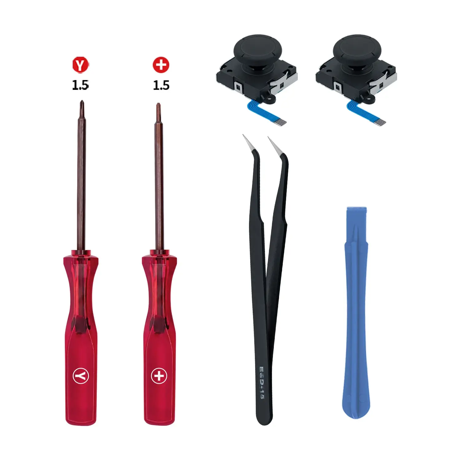 Mcbazel Joycon Joystick Replacement for Nintendo Switch, Switch OLED, Switch Lite(NOT for Switch 2) - 3D Replacement Joystick Analog Thumb Stick with +&Y-Screwdriver, Pry Tool, Tweezer Kit