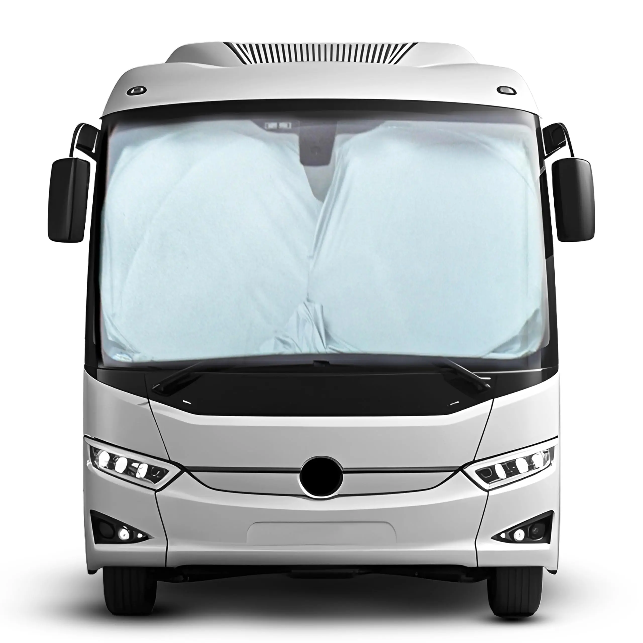 EcoNour Synthetic RV/Motorhome Front Windscreen Shade Cover, 102"x51" Oversized Clip-On Reflective Exterior Accessory, Stylish Car Sunshade Outside Car, Collapsible UV-Blocking Anti-Glare Durable Easy-Installation Sunshade, Durable Sun Shade