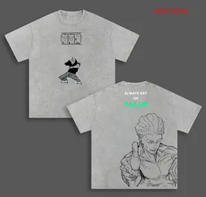 Hakari Kinji JJK Anime Double Printed Vintage Washed Tee Unisex Oversize Heavyweight Cotton T-shirt for Anime Fans and Lovers