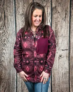 Redstone Ridge Aztec Fleece Shacket by Lucky & Blessed