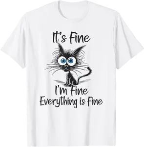 It´s fine im fine everything is fine funny black cat women T-Shirt - Tylerjame Shop 34B0DRSZT14N