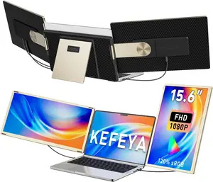 KEFEYA Laptop Screen Extender 15.6", FHD 1080P Portable Triple Monitor for Laptops 13-17.3", 120% sRGB 235° Rotation Detachable Laptop Monitor Extender for Windows/Mac/Dex/Chrome/Surface, Plug n Play