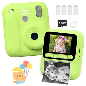 New Kids Instant Print Camera with 32GB Card, 8X Digital Zoom & Flashlight, Music Player & Fun Filters, Christmas Easter Gift for Ages 3-12 (Include Coloring Pens)