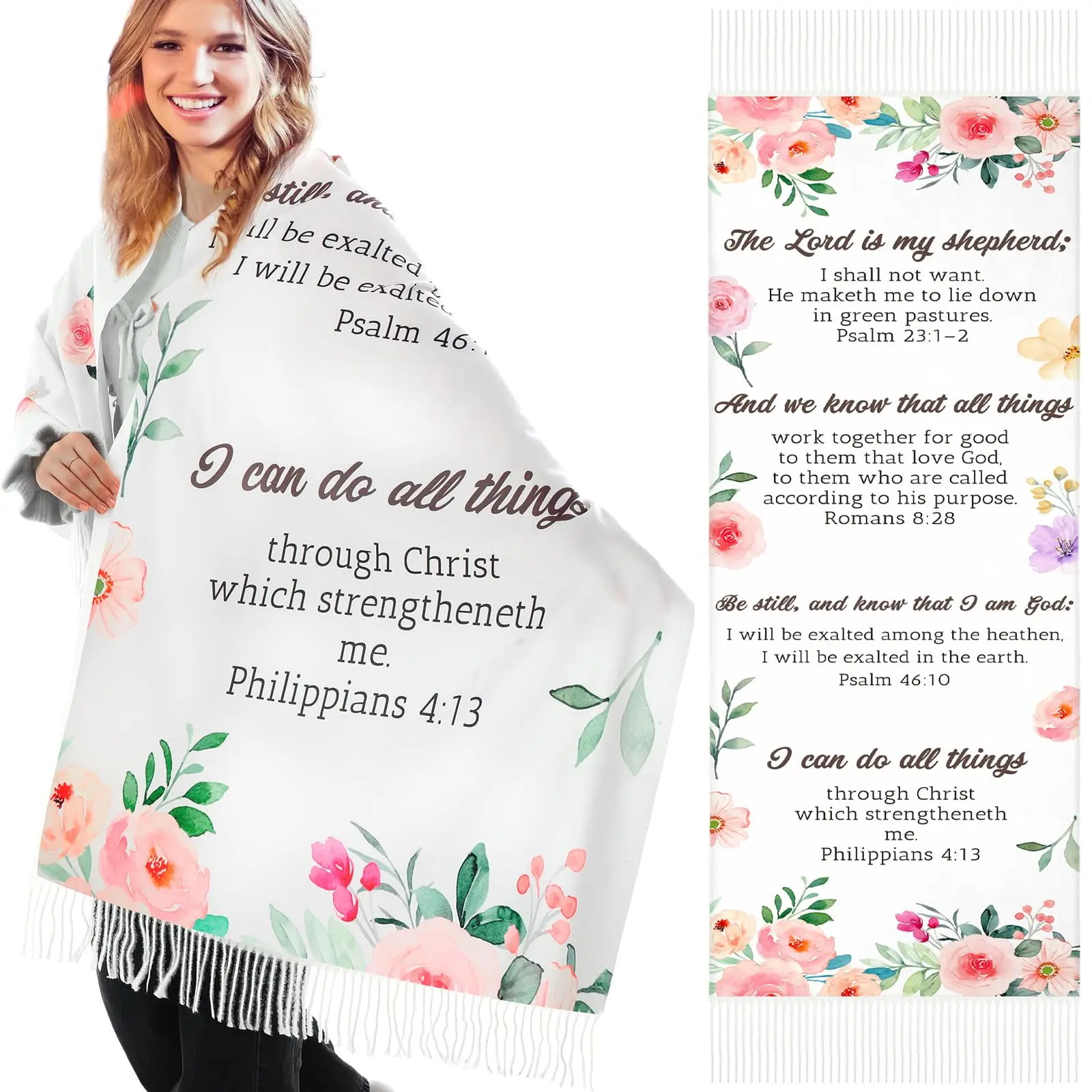 Prayer Scarf for Women Christian Inspirational Prayer Shawl Prayer Protection Scarf Jesus Loves You Prayer Shawl Religious Gifts for Prayer Fellowship Teacher Mother Elder Friend Nursing Home Church Travel Daily Wear Female Christian Encouragement Gift