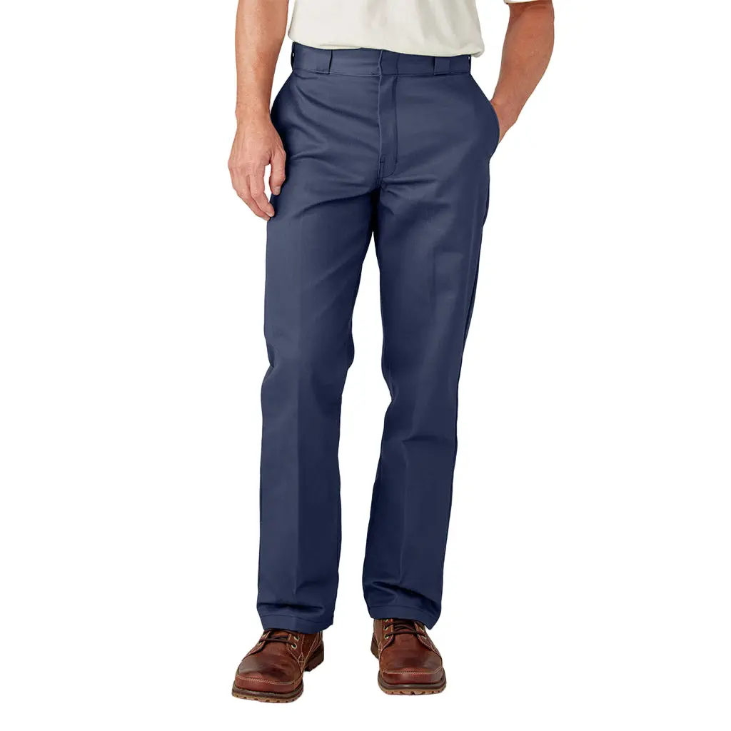 Dickies 874 Original Fit High-Waist Relaxed Full-Length Navy Men's Durable Work Pants, Button-Adorned, Machine-Washable, Non-Stretchy, Button-Adorned Men's Pants, Machine-Washable Men's Pants