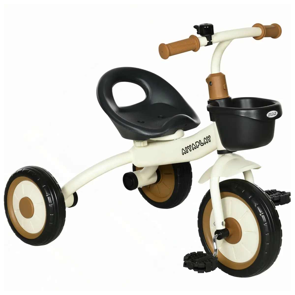 Qaba Kids Tricycle with Adjustable Seat |Toddler Bike for Children with Basket, Bell, Handlebar Grips | for Toddlers Age 2-5 ,White