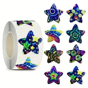 Star Pattern Tape, 1000pcs/2 Rolls Colorful Star Glitter Sticker Packs, Decorative Sticker for Gift Wrapping, Scrapbook, Journal Making, Gift Decor