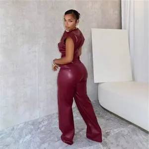 Women's  Leather Jumpsuit