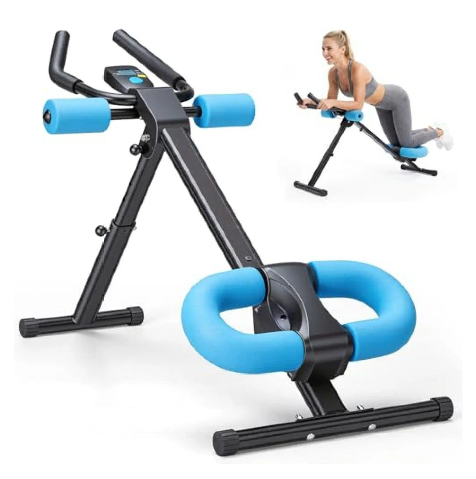 Abdominal Trainer Machine, Foldable Sit Up Bench, Adjustable Incline & Height, LCD Display, Home Fitness Equipment for Core Strength, Weight Loss, 440lbs Capacity