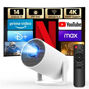 Mini HY300Pro+ Projector Android 14 290ANSI Lumens 8K Decoding Built-in Speaker Allwinner H726 with 5.8G&2.4G WiFi 6 & BT 5.4 720P Full HD for Audio Bluetooth Mini Portable Outdoor Gaming Home Theater