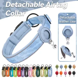 Pet GPS Collar Nylon Harness with Airtag Case, Anti-Lost Training Collar for Dogs, Durable Pet Safety Accessory