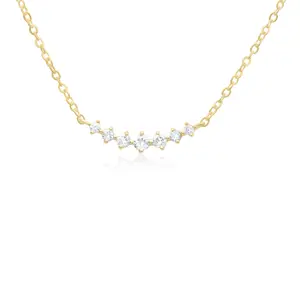 14k Floating Diamond Curved Bar Necklace