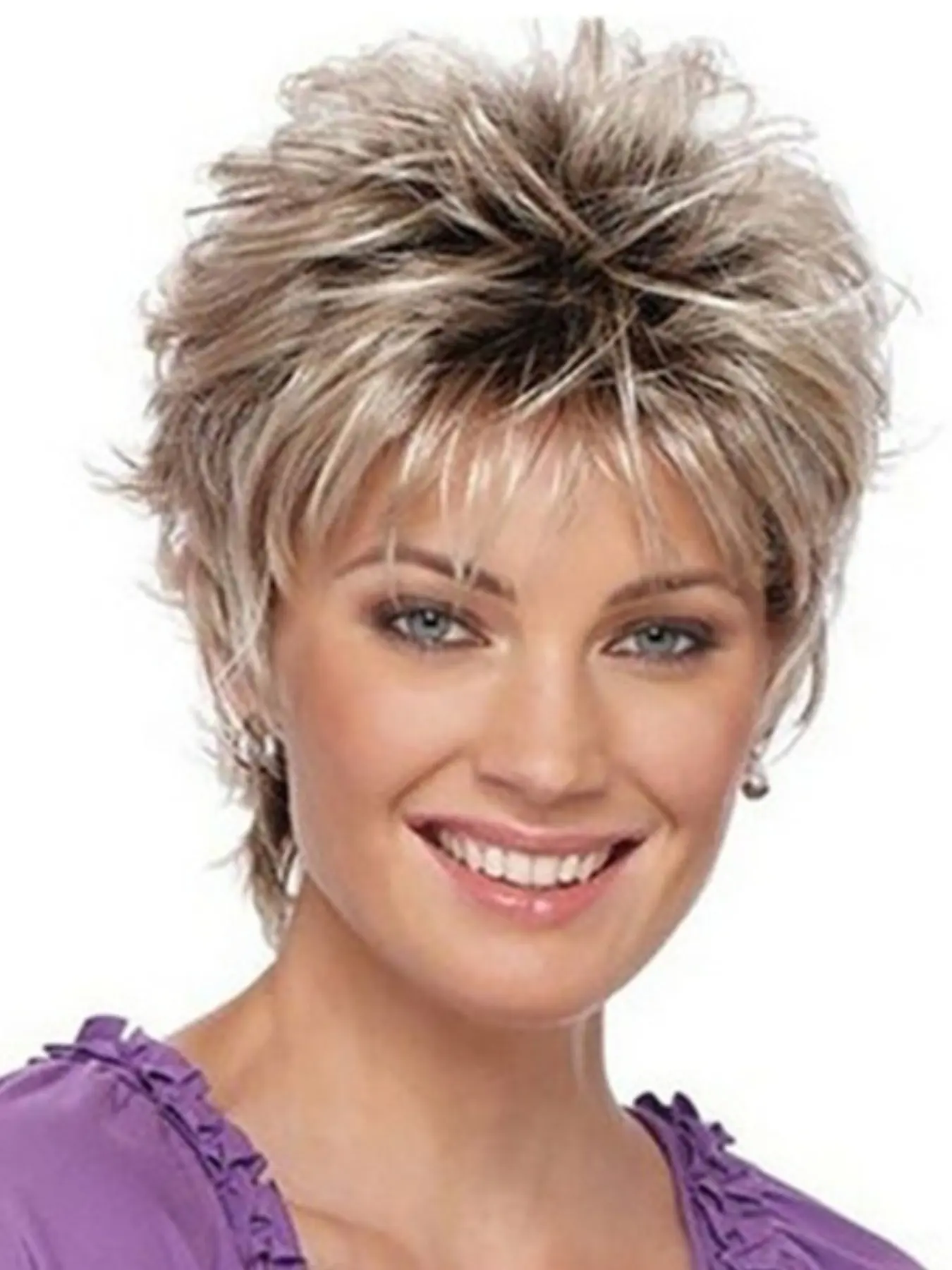 Fashion Women's Short Curly Wig, Wavy Synthetic Hairpiece, Ombre Layered Wigs, Fluffy Wigs, Puffy Layered Gradient Golden Curly Hair, Suitable for Daily Cosplay Special Holidays Wear, Pixie Cut Wig
