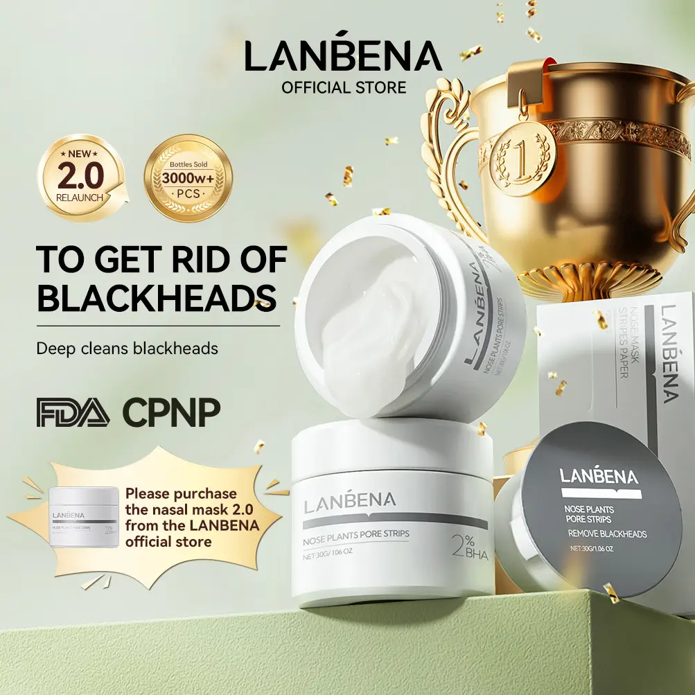 LANBENA 2.0 Blackhead Remover, Nose Plants Pore Strips Deep Cleansing Peel off Mask , 60Pcs Nose Strips Black Heads Remover from Face-New Year Gift