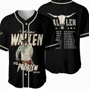 Morgan Still The Problem Tour 2026 Baseball Jersey, Country Music Concert Button Up Shirt, Western Style Nashville Fan Outfit, Vintage Americana Country Jersey for Men Women Unisex