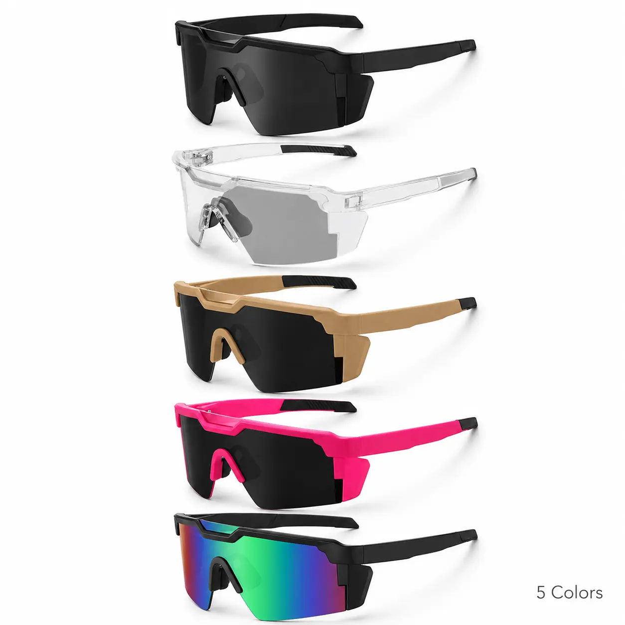 UV400 Z87+ Certified Multi-Color Sport Sunglasses for Men Women, Square One-Piece Shield Lens Cycling Glasses, Only -11 Photochromic