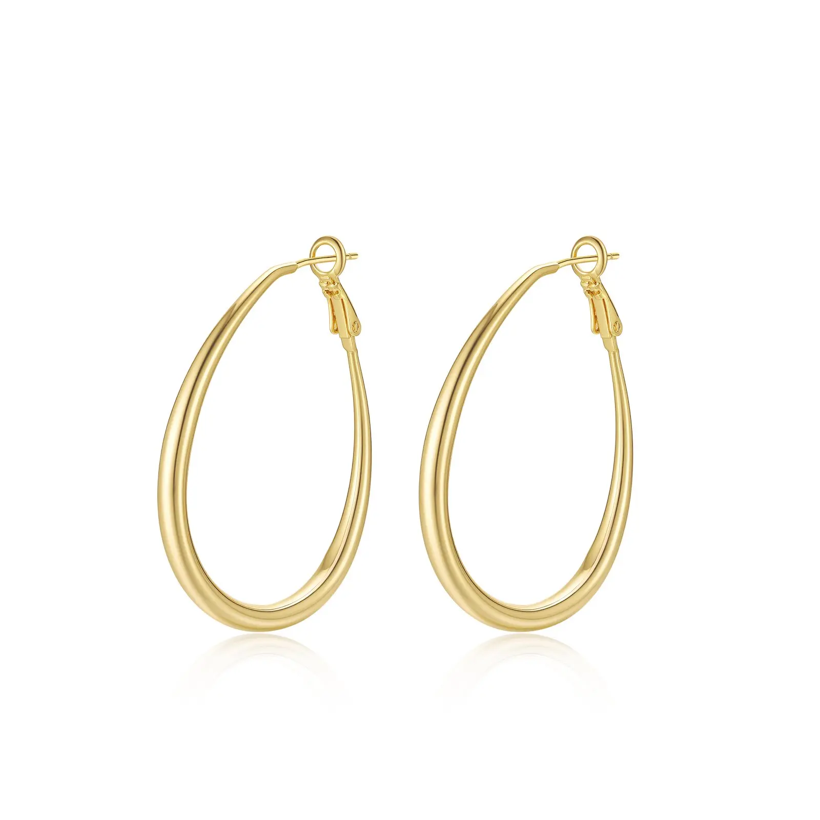 14K gold plated hoop earrings for woman. lightweight large hoop earrings,accessories.