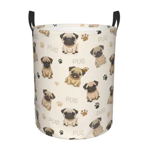 Pug Laundry Basket - Foldable Hamper with Lid, Easy to Store Away | High Capacity Collapsible Clothes Bin for Bulk Laundry, Space-Saving Organizer for Bedroom, Bathroom & Pet Lover Gifts，Laundry Baskets,Massive Capacity Collapsible Clothes Organizer