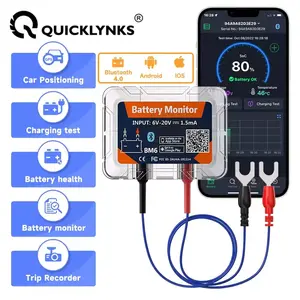 QUICKLYNKS BM6 Wireless Bluetooth 4.0 12V Battery Monitor, Car Battery Health Analyzer Automotive APP Monitoring Battery Tester for Android iOS