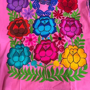 Mexican Blusa with Floral Embroidery Oaxaca Artisanal S/M Vibrant Colors and Detailed Design