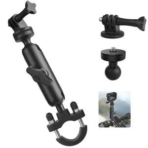 CAMOLO 360°Motorcycle Bike Camera Holder Handlebar Mount Bracket 1/4 Metal Stand for GoPro Hero10/9/8/7/6/5/4 Action Cameras Accessory(Cool Ballhead Arm Super Clamp Mount Multi)